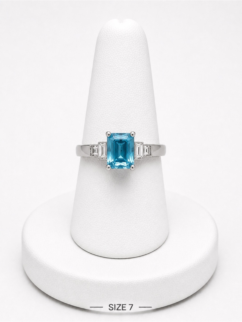 Blue Topaz Emerald-Cut Three-Stone Ring size 7